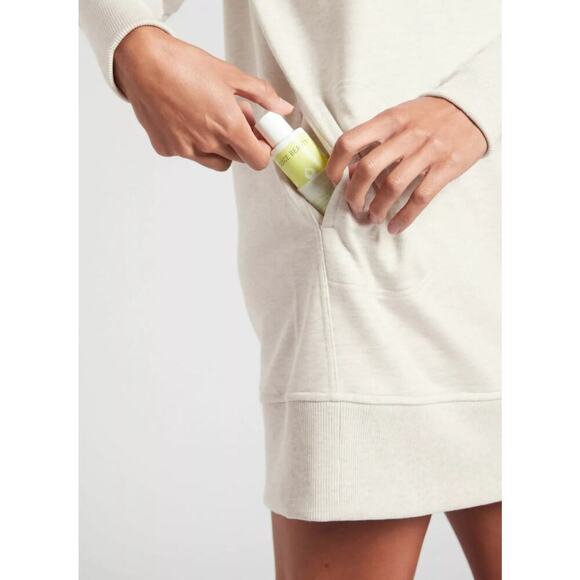 Athleta Mala Hoodie Dress, Light Oatmeal Heather SIZE S - Picture 4 of 13